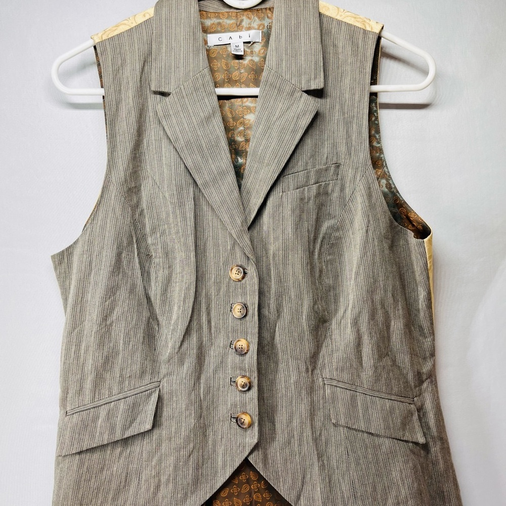 CAbi Gray Pinstripe Women's Vest